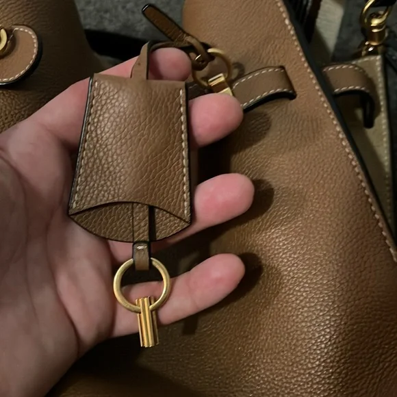 Tory Burch Brown Leather Shoulder Bag with Black Handles - Picture 10 of 16